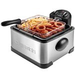 Chefman 4.3 Liter Deep Fryer with Basket for Home Use, XL Jumbo Fry Basket Strainer with Divider, Adjustable Temperature & Timer Fish Fryer, Chicken Fryer, French Fry Maker, Gifts for Cooks, Stainless