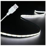 UVTaoYuan Led Strip Lights 5V USB LED Lighting COB LED Strip Light White Flexible Not Dimmable led Lights for Display Cabinet,Home DIY Lighting Room Decor tv led Lights (3.28FT/6500K)