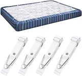 Swpeet 4Pcs Bed Sheet Holder Straps, White Adjustable Fitted Sheet Clips, Elastic Mattress Sheets Grippers Holders Straps, Bed Sheet Fastener Suspenders for Bed Sheets, Mattress Covers, Sofa Cushion