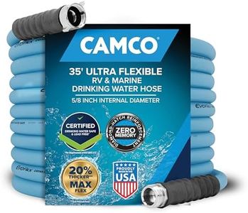Camco EVOFlex 35-Ft RV Drinking Water Hose - Features Extra Flexible Design w/Stainless Steel Strain Relief Ends - Lead-Free, BPA-Free and Phthalate-Free - 5/8” Inside Diameter (22595)