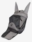 LeMieux Horse Gladiator Full Fly Mask in Grey with Soft Bamboo Lining - UV Protective Breathable Mesh - L