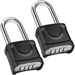 Large Heavy Duty Combination Padlock, [Long Shackle 8mm Thick] Diyife 54mm Locker Lock, 4 Digit Weatherproof Padlock, [One-Click Open] Combination Lock for Gym, Outdoor, Fence, Cabinet (Black 2 Packs)