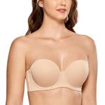 Fashiol ® Women's Invisible/Transparent Back Strapless Push up Bra with Multi Strap (Free Size, Beige)