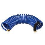 Attwood 11871-7 Spiral Watering Hose — Weatherproof, Kink-Free, 25 Feet Long, ¾-in. End Fittings, 3/8-In. Interior Diameter, Blue