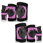 sphaiya Kid/Youth/Adult Knee Pads Elbow Pads Wrist Guards Protective Gear Set for Skateboard Roller Blades Bicycle BMX Snowboard Longboard Accessories Rollerblading Skating Cycling 6 in 1(Purple M)