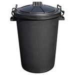 Srendi® Small/Medium/Large Black Plastic Bin Heavy Duty Refuse Bin With Lockable Lid Ideal for Outdoor/Rubbish/Waste/Dustbin/Animal Feed (Medium 85Litre)