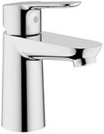 GROHE BauEdge - Smooth Body Single-Lever Basin Mixer Tap (1-Hole Installation, Metal Lever, 28mm Ceramic Cartridge, Water Saving Technology, No Waste Set, Tails 3/8 inch), Size 144mm, Chrome, 23330000