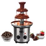 Total Chef Chocolate Fountain Large Fondue Set Electric 3-Tier Machine with 680g Capacity Temperature Dial Hot Melting Pot Base Great for Candy Parties Weddings Bar Buffet Kids Stainless Steel