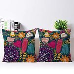 The Purple Tree Ethnic Printed Jute Cushion Covers (16X16 Inch) Pack Of 2(Jute, Lr149)