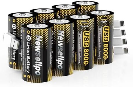 Newsellpo Rechargeable D Batteries 8 Pack, 1.5V Constant Voltage 8000mWh High Capacity LR20 D Cell Lithium Battery, USB-C Fast Charging, 1600+ Cycles for Gas Stove, Flashlight, Camping Emergency Use