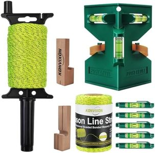 Masonry Line String with Post & Pipe Level, 5 Line Levels,2 Beech Wood Line Blocks,2 Rolls 540FT #18 Mason Line & Reel,Dual Color High Visibility,for Bricklaying,Alignment(Fluorescent Yellow)