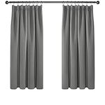 Deconovo Solid Pencil Pleat Curtains for Bedroom Thermal Insulated Tape Top Blackout Curtains 66 x 54 Light Grey Two Panels