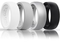 King Will Domed Silicone Rings for Men - Comfortable and Breathable Mens Wedding Bands in White Silver Gray Black - 8.5mm Wide Rubber Wedding Bands for Men - Perfect for Active Lifestyles 10