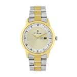 Titan Regalia Quartz Analog with Day and Date Champagne Dial Stainless Steel Strap Watch for Men-NS1584BM02