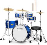 AODSK Drum Sets 5-Piece for Beginners, 14 inch Full Size Complete Drum Kit with Adjustable Throne, Cymbal, Hi-Hat, Pedal & Drumstick