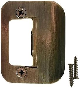 Gator Door Strike Plate with Screws, – 2-1/4" by 1-3/4" Universal Latch Restorer Alloy Steel Lock Hardware for Interior and Exterior Doors, Replacement Door Latch Plate | Antique Brass 4-Pack
