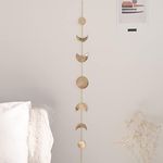 Moon Phase Wall Decor [Handmade Hammered Gold Metal 7 Moons 34" Banner] Phases of the Moon, Celestial Lunar Decorative Wall Art, Bohemian Aesthetic, Christmas Boho Decor for Living Room Office Gift