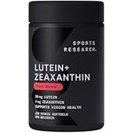 Sports Research Vegan Lutein + Zeaxanthin (20mg) with Organic Coconut Oil for Better Absorption - Supports Vision & Eye Health - Vegan Certified & Non-GMO Verified (120 Softgels)