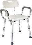 Shower Chair Seat with Padded Armrests for Bathtub Slip Resistant Shower Seat Adjustable Height Shower Chair 350 lb Capacity