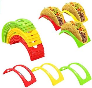 ForTomorrow Taco Holder Stands Set of 18 Hard Plastic Taco Shell Holders Rack, BPA Free for Microwave and Dishwasher Taco Tuesday Party Tray (Red, Yellow, Green)