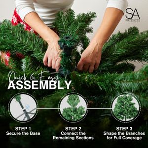 SA Products 7ft Pre-Lit Christmas Tree – Artificial Holiday Decor
