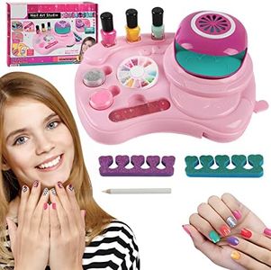 Kids Nail Studio Set - Kids Nail Spa Set, with Nail Dryer Peelable Nail Polish Finger Separators Nail Polish Kit for Party Birthday Christmas Gift