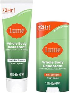 Lume Whole Body Deodorant - Invisible Cream Tube and Solid Stick - 72 Hour Odor Control - Aluminum Free, Baking Soda Free, Skin Loving - 3.0 Ounce Tube and 2.6 Ounce Solid Stick Bundle (Fresh Alpine)