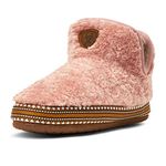 ARIAT Women's Warm Soft Acrylic/Wool Blend Upper Indoor/Outdoor Rubber Bottom Bootie Slippers, Pink, Large