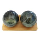 Top Chi Labradorite Baoding Balls with Carry Bag for Hand Therapy, Exercise, and Stress Relief (Medium 1.6 Inch)