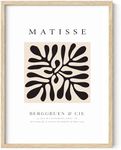 Haus and Hues Matisse Poster and Abstract Art Prints - Henri Matisse Prints and Art Exhibition Poster | Matisse Paper Cutouts Aesthetic Art Drawing Black Plant Clover Matisse Framed Beige - 12x16