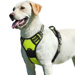 Eagloo Dog Harness No Pull, Walking Pet Harness with 2 Metal Rings and Handle Adjustable Reflective Breathable Oxford Soft Vest Easy Control Front Clip Harness Outdoor for Large Dogs Green