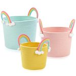 AOFANGSHIYE 3 Pcs Small Storage Baskets, Woven Baskets, Hamper Baskets for Gifts Empty, Kids Storage Basket, Toy Basket, Rope Basket with Handle