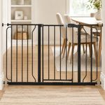 Regalo Safety Extra Wide Baby Gate for Doorways & Bottom of Stairs, Fits Openings 73.6-122cm (Extensions Included) Pressure Mounted for Babies, Toddlers & Pets, Black