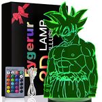 Eygerur Anime Goku Gifts Toy Decoration Night Light 3D LED Illusion Lamp with Remote Control & Touch 7 Colours + 16 Colours Changing Opreated Dimmable Bedside Lamp for Kids Men Goku Fans