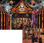 BINQOO 7x5FT Halloween Circus Tent Backdrop Halloween Evil Clown Carnival Background Creepy Playground Horror Carousel Eve Party