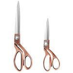 KUONIIY Heavy Duty Sewing Scissors 8 inch+10 inch - Professional Stainless Steel Copper Tailor Scissor Shears for Fabric Leather Dressmaking Tailoring Artists Students Dressmakers