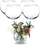 Whole HOUSEWARES | Clear Glass Bubble Bowl | Glass Fish Bowl | Globe Flower Vase Centerpiece | Round Vase | Decorative Glass Bowl for Wedding Event Home Decor, 4 Piece