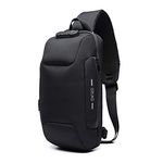 Zuk Sling Bag For Men Shoulder Crossbody Backpack Waterproof Sling Backpack With USB Charging Port Anti Theft Chest Pack Bag Casual Daypack Fit 9.7 Inch Ipad (Black)