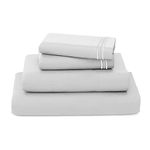 REDKEY Queen Size Bed Sheets with Deep Pocket 4 Pieces Breathable Queen Sheet Set Wrinkle Resistant Polyester Bed Sheet Set (Queen,Light Grey)