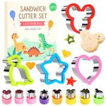 Sandwich Cutter for Kids-12 Pcs Cookie Cutters Set,Bread Cutter Set,Fruit Cutters,Dinosaur Heart Star Mouse Shaped DIY Mold for Kids Boys and Girls.