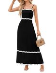 MIDNIGHTSUN Women's Sleeveless Maxi Dress Spaghetti Strap Summer Casual Backless Beach A-Line Long Dress, Black, XL