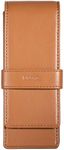 DiLoro Leather Triple Pen Case Pencil Pouch Holder for Three Fountain Ballpoint Rollerball Pens and Pencils (Tan)