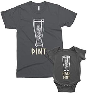 Threadrock Pint & Half Pint Infant Bodysuit & Men's T-Shirt Matching Set, Half Pint | Infant Bodysuit | Charcoal, 18 Months