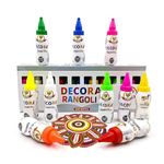 Decora 10 Rangoli Colour Powder Tube Kit, Diwali Decoration Items Bottles Floor Decor Rangoli Colour for Home Navratri Pongal Pooja Mandir Decor (Rangoli Easy Bottles (10 Pcs))