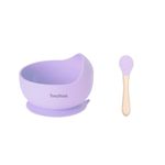 TONY STARK Silicone Unbreakable Baby Bowl & Wood Handle Spoon - Suction Design, Non-Slip, BPA Free, Dishwasher & Microwave Safe (Lavender, 1 Piece)