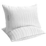 Martha Stewart King Size Pillows Set of 2, Hotel Quality 500 Thread Count Damask Stripe Embroidered Bed Pillows for Side, Back, Stomach Sleepers, 20 x 36 inches（White）