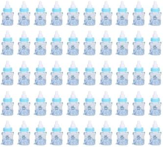 50Pcs Baby Shower Botellas, Mini Niño Baby Shower Favores Candy Boxes Mini Botella de Caramelo Caja de Regalo Azul Mini Botella de Leche para Baby Boy Party