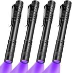 Honoson 4 Pieces UV Black Light Flashlight Small Blacklight Flashlights Pen Lights for Leak, Pet Urine, Hotel Inspection, Dry Stain and Dye Detector, 5.2 Inches Long