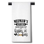 POFULL Meemaw Towel Memaw Birthday Kitchen Decor Meemaw's Kitchen Never Runs Out of Kisses and Cookies Dish Towel (Meemaw Towel)