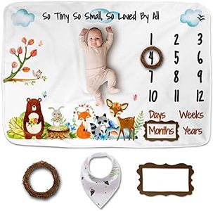 Luka & Lily Baby Milestone Blanket - Ultra Soft Fleece Monthly Milestone Blanket for Baby Girl and Boy - Perfect for Baby's First Year Growth Chart - Monthly Baby Milestone - Woodland Theme - 60"x40"